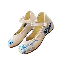 Chinese Embroidery Women Canvas Ballet Flats Handmade Ladies Casual Comfort Woman Soft Teachers Shoes Blue 5
