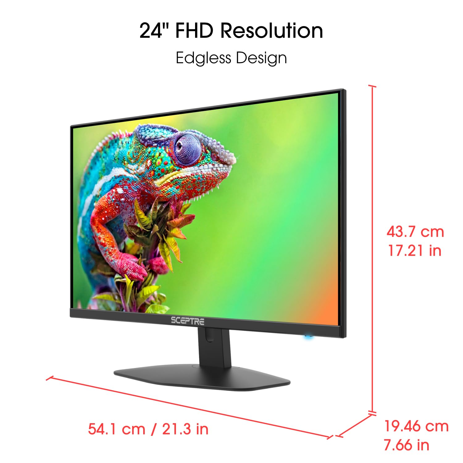 Sceptre New 24-inch Gaming Monitor 100Hz 1ms DisplayPort HDMI x2 100% sRGB AMD FreeSync Build-in Speakers, Eye Care Frameless Machine Black 2024 (E248W-FW100T)