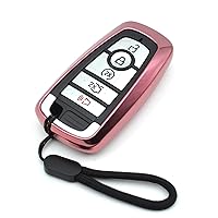 Compatible with Ford Edge Escape Expedition Explorer Fusion Mustang Ranger F-150 F-250 Smart 3 4 5 Buttons Pink TPU Key Fob Cover Case Remote Holder Skin Protector Keyless Entry Sleeve Accessories