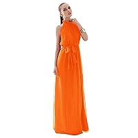 Women's Chiffon Wedding Party Bridesmaid Formal Sleeveless Maxi Dress