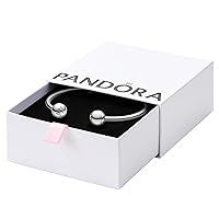 Pandora Moments Sterling Silver Open Bangle for Women - Compatible Moments Charms - Sterling Silver Bracelet - Gift for Her, With Gift Box