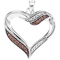 Brandy Diamond® 10k White Gold Chocolate Brown Diamond Heart Necklace Pendant 1/10 Ctw.