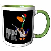 3dRose Cute Funny Mallard Duck with Hunting Rifle Bring it on Sports Satire - Mugs (mug-370055-12)