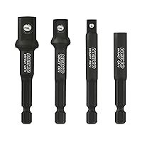 NEIKO 00244A Impact Socket Adapter and Magnetic Bit Holder Set | 4-Piece Set | 1/4-Inch Hex Shank with 1/4, 3/8, 1/2-Inch Drives | CR-V