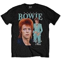 David Bowie Men's Life on Mars Homage Slim Fit T-Shirt Black