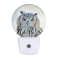 Watercolor Bird Night Light White Owl Night Lights Plug into Wall 0.5W LED Lights Auto on/Off for Hallway Stairway Kitchen Home Decor