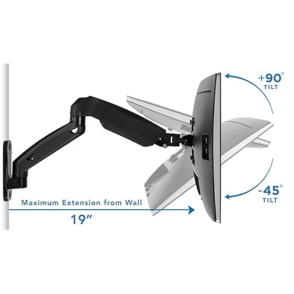 Mount-It! Monitor Wall Mount Arm | VESA Wall Mount Monitor Arm | Full Motion Gas Spring Arm Fits 13 15 17 19 20 22 23 24 27 30 32 Inch Screens with 75 or 100 VESA Patterns | Camper RV Compatible