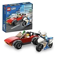 LEGO 60392 City Police Bike Racing Chase, Racing Car Toy and 2 Police Minifigures, Birthday Gift Idea for Children 5 Years Old
