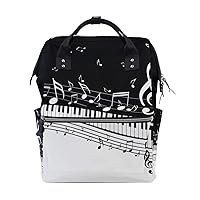 Diaper Bag Backpack Balck White Music Notes Casual Daypack Multi-Functional Nappy Bags