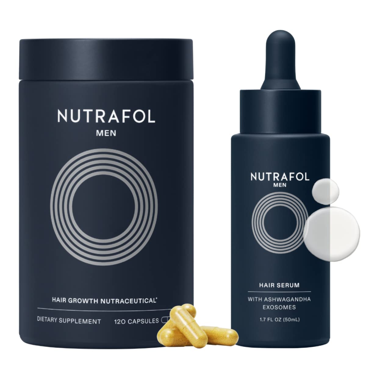 Nutrafol Men's Hair Growth Supplement and Hair Serum, Clinically Tested for Visibly Thicker and Stronger Hair - 1 month supply, 1.7 Fl Oz Bottle