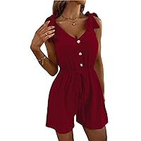 Women's Jumpsuits, Rompers & Overalls Sleeveless Jumpsuit Waist Fashion Wide-Leg Pants Shorts Rompers 2023