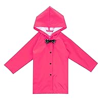 Age 2-10 Years Kids Hooded Button Down Long Jacket Bow Lightweight Raincoat