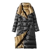 Women's Thickened Down Coat Solid Color Mid Length Puffer Down Outwear Collar Winter Fashion Coat Quilted Jacket