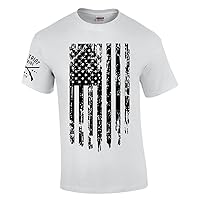 Patriot Pride Men's Distressed American Flag Patriotic Short Sleeve T-Shirt Graphic Tee-White-XL