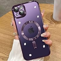 ZIYE Magnetic Case for iPhone 15 Plus Case [Compatible with MagSafe] Full Camera Protection Clear Plating Luxury Cover for Women Men Soft TPU Bumper Drop Protective Phone Case (6.7