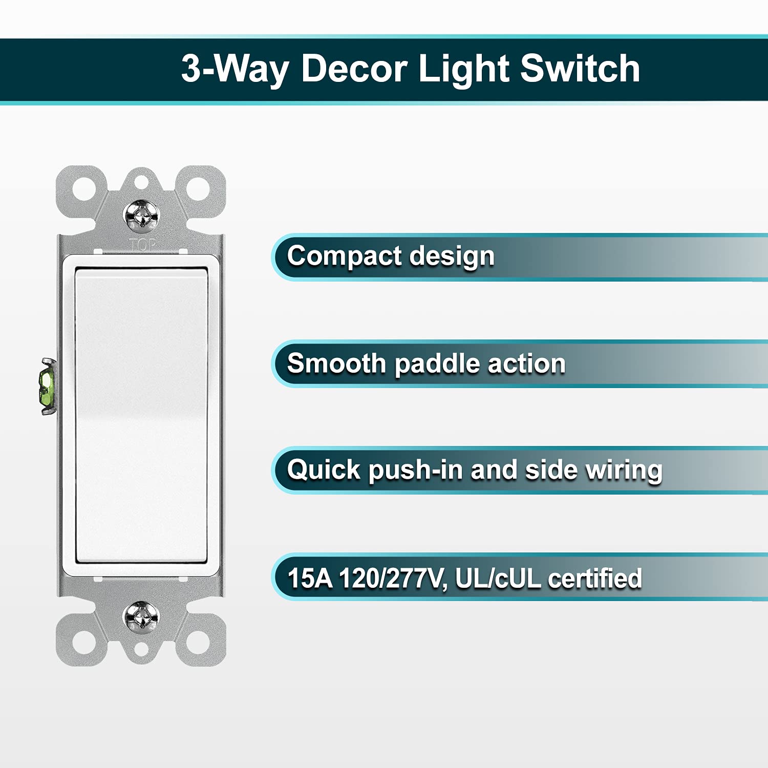 Mua [30 Pack] BESTTEN 3-Way Decorator Wall Light Switch, 15A/120V, Paddle  Wall Switch, On/Off Rocker Interrupter, ETL Listed,White trên Amazon Mỹ  chính hãng 2023 Giaonhan247