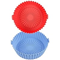 2 Pack Air Fryer Silicone Liners Basket Round, Apply to 1-3.5 QT Airfryer, Air Fryer Silicone Pot Bowl, Reusable Baking Tray Cooking Oven Accessories (Top 6.5in / Bottom 5.5in)