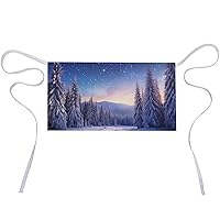 Pine in Winter Funny Waist Apron Waterproof Half Aprons with Pocket And Long Strap for Women Men Cooking
