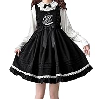 Cute Bunny Embroidery Princess Dress Japanese Style Sweet Bow Ruffle High Waist Short Dress Lolita Suspender Dress