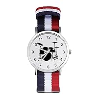 Drumms Drummer Nylon Watch Adjustable Wrist Watch Band Easy to Read Time with Printed Pattern Unisex