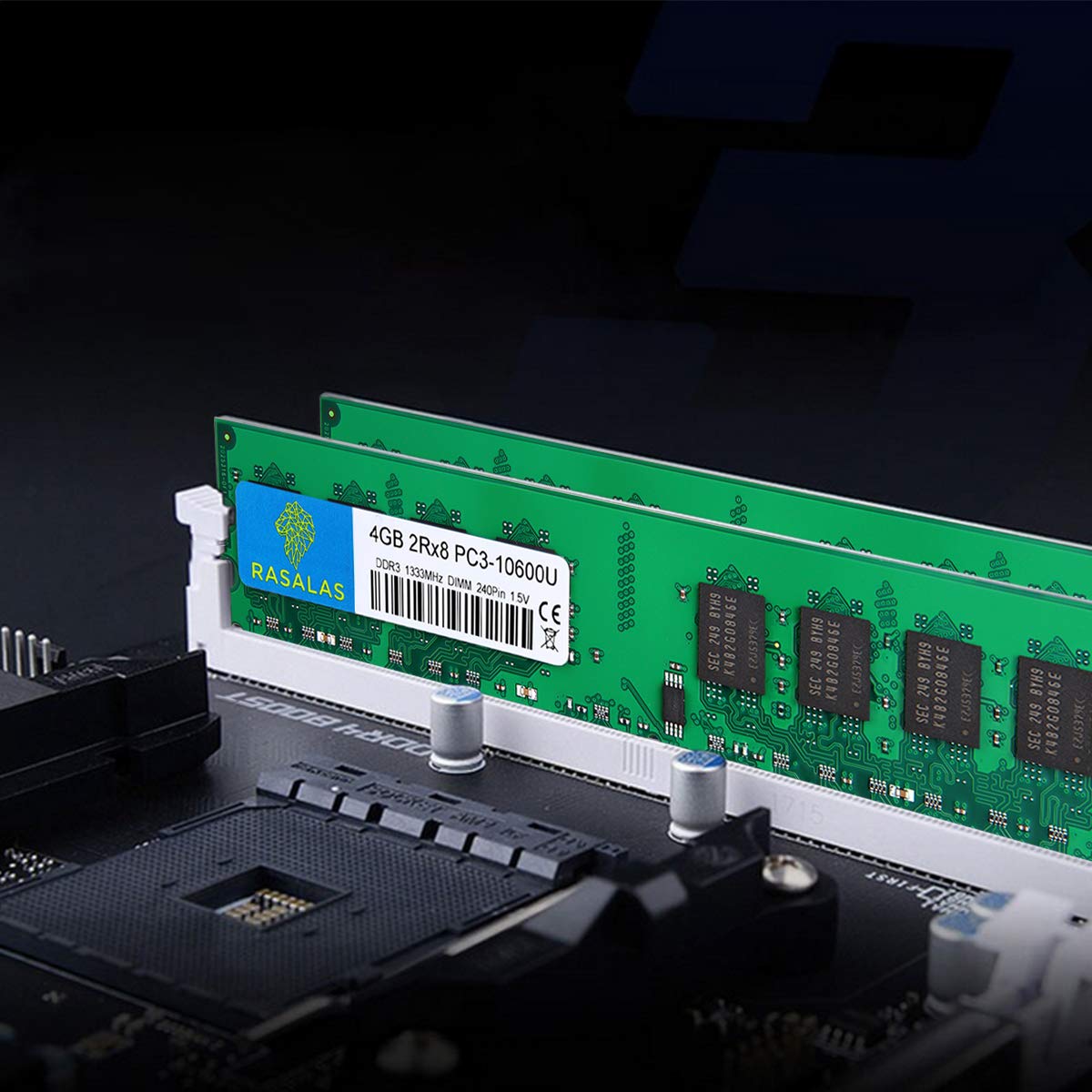 Rasalas 8GB Kit (2x4GB) PC3-10600 DDR3 1333 PC3 10600U Ram DDR3 2Rx8 PC3 10600U 1333 mhz DDR3 1.5V CL9 240-pin DDR3 Memory Module Upgrade for Desktop