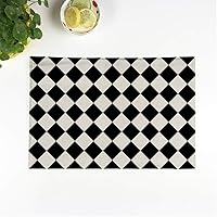 Set of 6 Placemats Harlequin Black and Pattern Halloween Abstract Baby Bathroom Checkerboard Non-Slip Doily Place Mat for Dining Kitchen Table