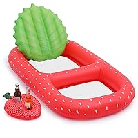 MoNiBloom 2-in-1 Inflatable Pool Floats Adult Giant Pool Floaties with Detachable Cup Holder Fruit Water Lounger Pool Rafts for Summer Swimming Party Lake Beach