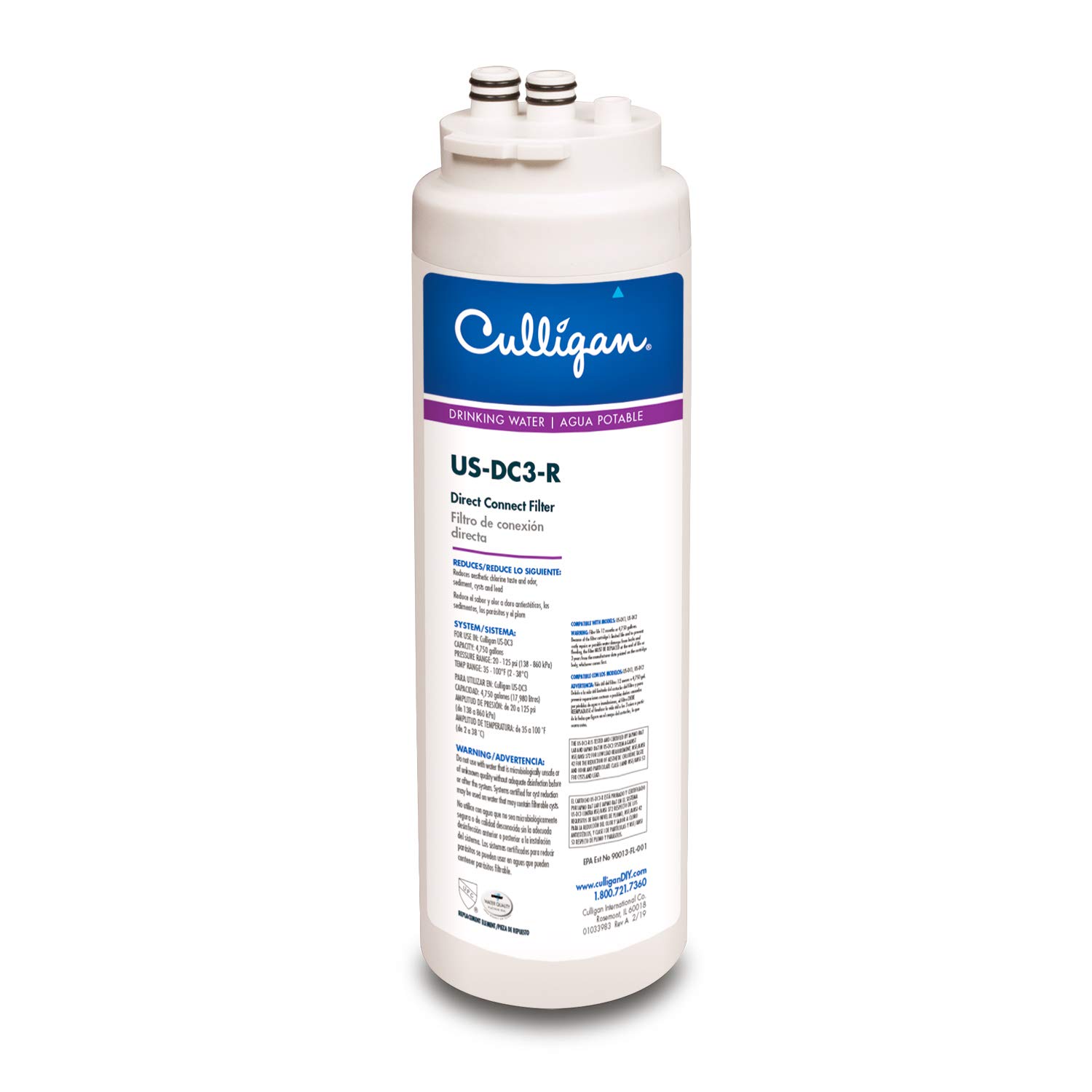 Culligan US-DC3-R Direct Connect Premium Water Filter Replacement Cartridge, 1 Count (Pack of 1), White