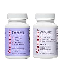 Womaness Supplement Kit for Menopause Relief - Me.No.Pause. & Active Glow Supplements to Support Hot Flashes, Night Sweats, Mood, Vibrant Hair, Skin & Nails - Support for Women - 1 Month Supply
