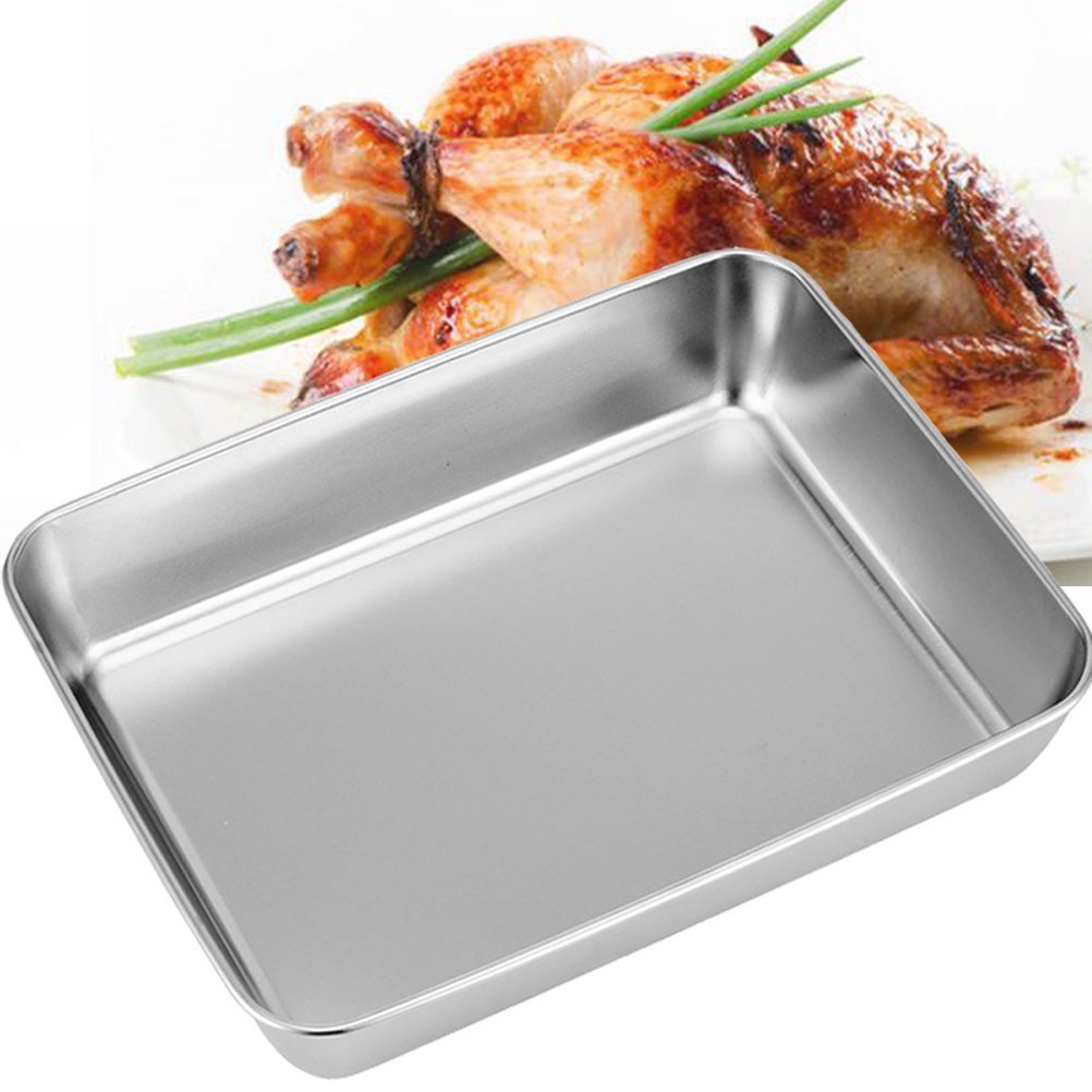 Sheet Pan,Cookie Sheet,Heavy Duty Stainless Steel Baking Pans,Toaster Oven Pan,Jelly Roll Pan,Barbeque Grill Pan,Deep Edge,Superior Mirror Finish, Dishwasher Safe (16.2x12.6x2.4 in)