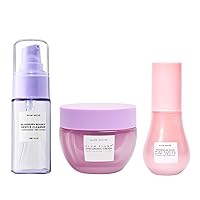 Glow Recipe Blueberry Bounce Gentle Face Cleanser & Makeup Remover (30 ml) + Niacinamide Dew Drops Facial Serum & Makeup Primer (15 ml) + Plum Plump Hyaluronic Acid Face Cream for Dry Skin (20 ml)