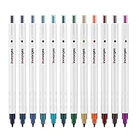 Markers For Adult Coloring,12 color Ink Pens Retractable Water Base Quick-dry Ink 0.6mm Fiber Pen Tip Gift Scrapbooks Tool Journaling Writing Art Painting Birthday Card for Friends Students