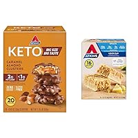 Atkins Caramel Almond Clusters Gluten Free Keto Snack Bars with Lemon Bar 16 Count