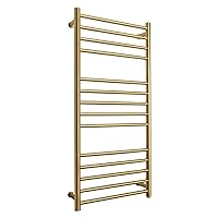 Towel Warmer, Sus 304 Stainless Steel Towel Warmer Wall Mounted Round Electric Towel Stands Space Saving Wall Mounted Towel Warmers Gold Rail Bathroom Radiator (Gold Hardwiring)