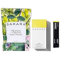 SAKARA Protein + Greens Super Powder & Energy Effervescent - Organic Protein Powder & Greens Powder, Refined Sugar Free Electrolytes Powder