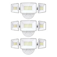Onforu 3 Packs 60W LED Security Light, 6000LM Outdoor Flood Lights Fixture with 3 Adjustable Heads, IP65 Waterproof, 6500K White Super Bright Exterior Wall Mount Security Light for Eave, Yard(White)