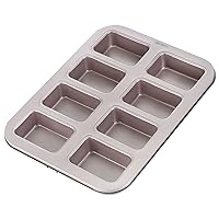 CHEFMADE Brownie Cake Pan, 8-Cavity Non-Stick Rectangle Muffin Pan Blondie Bakeware for Oven Baking (Champagne Gold)
