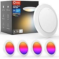 Smart Flush Mount Lights 5/6 Inch Smart WiFi Recessed Ceiling Lights, RGBWW Color Changing Dimmable LED Disk Light, LED Surface Mount Can Lights Work with Alexa/Google Assistant-4Pack