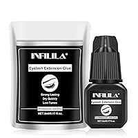 NXJ INFILILA Lash Glue for Eyelash Extensions, 0.5 Sec Dry Time 8 Weeks Retention 5ml Extra Strong Eyelash Extension Glue Maximum Bonding Power Low Fume Black Adhesive for Makeup