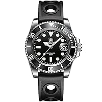 Mens Diver Watches, Men Automatic Watch Luxury Water Ghost Self Wind Mechanical Wristwatches 200m Water Resistant C3 Luminous Diving Chronograph Bezel Sapphire Mirror