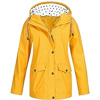 Women's Lined Fleece Rain Jacket Winter Outdoor Waterproof Hooded Raincoat Ladies Snow Warm Ski Jackets Solid Color