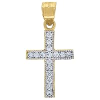 10k Two tone Gold Mens Women Cubic Zirconia CZ Cross Religious Charm Pendant Necklace Measures 25x13.00mm W Jewelry for Men