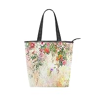 ALAZA Tote Canvas Shoulder Bag Watercolor Flower Spring Floral Womens Handbag