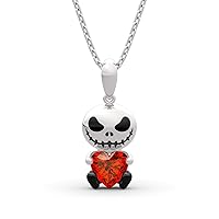 Jeulia Hug Me Love Confession Skull Heart Cut Sterling Silver Necklace for Women Wife Girlfriend Engagement Wedding Anniversary or Birthday Christmas With Jewelry Box