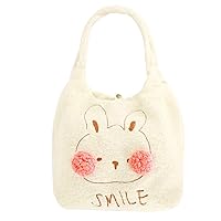 ZLM BAG US Plush Shoulder Handbag Cute Bear fluffy Tote Handbag Large faux Lamb Wool Shopping Bag