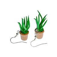 Aloe Vera Plant Flower Earrings Miniblings Potted Cat Grass Handmade