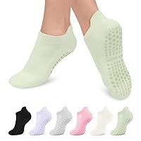 6 Pairs Grip Pilates Socks for Women, Non-slip Yoga Athletic Socks for Barre Ballet Barefoot Workout Hospital