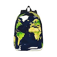 World Map Print Canvas Laptop Backpack Outdoor Casual Travel Bag Daypack Book Bag For Men Women