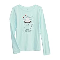 Girls' Long-Sleeve Graphic Tee T-Shirt with Dropped Shoulder