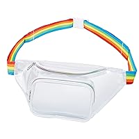 Clear Fanny Pack,Stadium Approved Waist Pack for Festival, Games,Travel and Concerts(Rainbow)